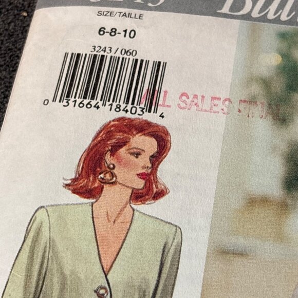 Butterick 3243 Sewing Pattern Size 6-8-10 Blazer Skirt Pants uncut 1990s - Picture 2 of 5